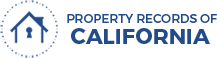 a blue logo of the company 'Property Records of California' 